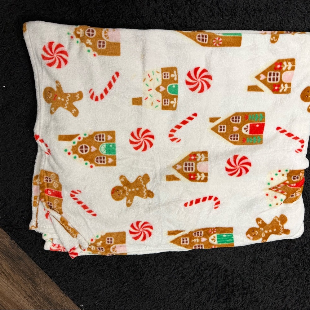 Festive Gingerbread and Candy Cane Blanket/throw